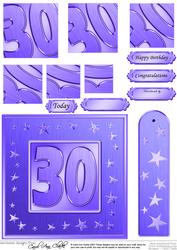 30th Bright Metallic Age Quick Card with Twisted Pyramage