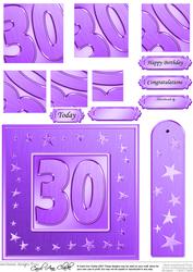 30th Bright Metallic Age Quick Card with Twisted Pyramage
