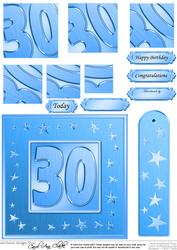 30th Bright Metallic Age Quick Card with Twisted Pyramage