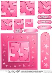35th Bright Metallic Age Quick Card with Twisted Pyramage
