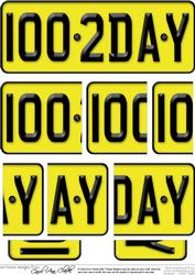 100th Birthday Fun Novelty Number Plate with Side Stacker