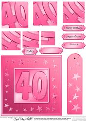 40th Bright Metallic Age Quick Card with Twisted Pyramage