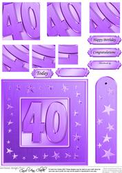 40th Bright Metallic Age Quick Card with Twisted Pyramage