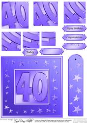 40th Bright Metallic Age Quick Card with Twisted Pyramage
