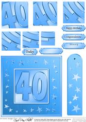 40th Bright Metallic Age Quick Card with Twisted Pyramage