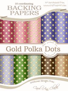 Gold Metallic Dots Backing Papers Kit
