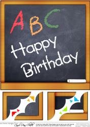 8 x 8 Happy Birthday Blackboard Scalloped Corner Topper