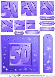 50th Bright Metallic Age Quick Card with Twisted Pyramage