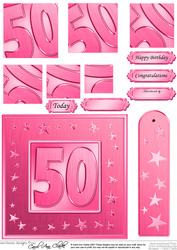 50th Bright Metallic Age Quick Card with Twisted Pyramage