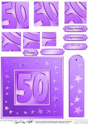 50th Bright Metallic Age Quick Card with Twisted Pyramage