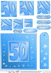 50th Bright Metallic Age Quick Card with Twisted Pyramage