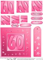 60th Bright Metallic Age Quick Card with Twisted Pyramage