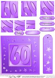 60th Bright Metallic Age Quick Card with Twisted Pyramage