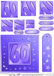 60th Bright Metallic Age Quick Card with Twisted Pyramage