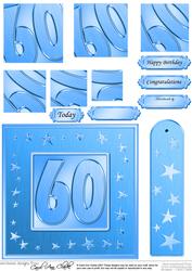 60th Bright Metallic Age Quick Card with Twisted Pyramage