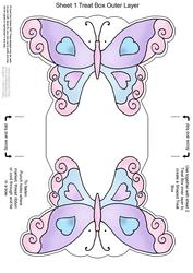Fluttery Butterfly Shaped Treat or Favour Box Sheet 1