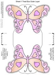 Fluttery Butterfly Shaped Treat or Favour Box Sheet 1