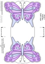 Fluttery Butterfly Shaped Treat or Favour Box Sheet 1