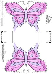 Fluttery Butterfly Shaped Treat or Favour Box Sheet 1