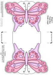 Fluttery Butterfly Shaped Treat or Favour Box Sheet 1