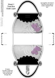 Romantic Hearts Handbag Shaped Treat or Favour Box Sheet 1