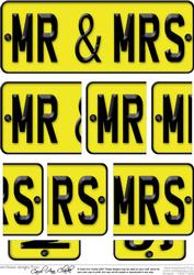 Mr & Mrs Novelty Number Plate with Side Stacker