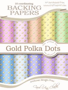 Gold Metallic Dots Backing Papers Kit