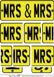 Mrs & Mrs Novelty Number Plate with Side Stacker