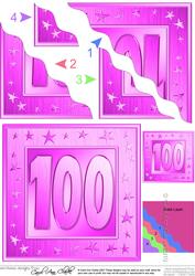 100th Bright Metallic Age Wavy Corner Side Stacker Topper