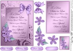 Metallic Birthday Sister in Law with 3D Decoupage