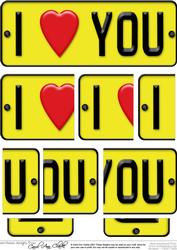 I Love You Novelty Number Plate with Side Stacker