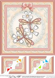 8 x 8 Dreamy Dragonflies Scalloped Corner Topper
