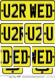 You 2 Are Wed Novelty Number Plate with Side Stacker