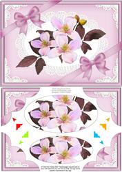 A5 Clematis Spray and Lace Scallop Corners and Pyramage