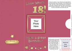 Add a Photo 18th Birthday Card with Easy Fold Frame