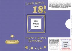 Add a Photo 18th Birthday Card with Easy Fold Frame