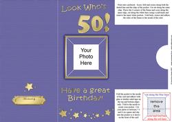 Add a Photo 50th Birthday Card with Easy Fold Frame