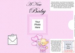 Add a Photo New Baby Girl Card with Easy Fold Frame