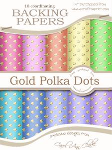 Gold Metallic Dots Backing Papers Kit