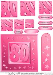 80th Bright Metallic Age Quick Card with Twisted Pyramage