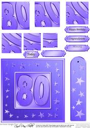 80th Bright Metallic Age Quick Card with Twisted Pyramage