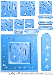 80th Bright Metallic Age Quick Card with Twisted Pyramage