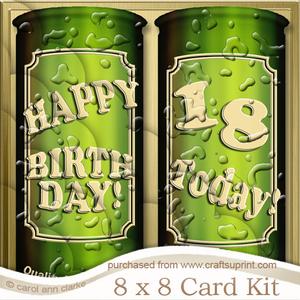 8 x 8 18th Birthday Cans of Beer Kit with Scalloped Corners