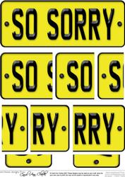 Sorry Novelty Number Plate with Side Stacker