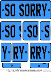 Sorry Novelty Number Plate with Side Stacker