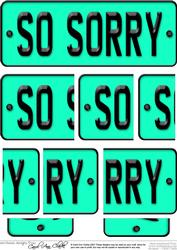 Sorry Novelty Number Plate with Side Stacker
