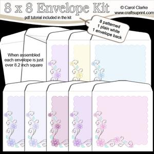 Pretty Floral Corners 8 x 8 Envelope Kit