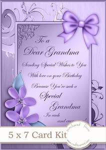 5 x 7 Grandma Birthday Greeting Kit with 3D Decoupage