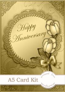 A5 Roses and Metallic Lace Anniversary Kit with 3D Decoupage