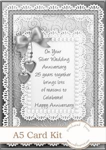 A5 Greeting Lace and Pearls Silver Wedding 3D Decoupage Kit